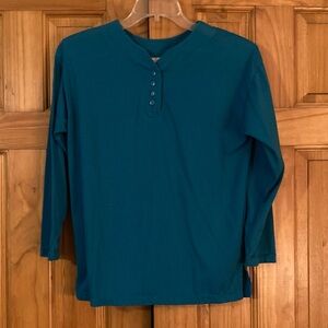 NWOT Chic Vintage 80s 90s Top 3/4 Sleeve Blouse Blue Size M Medium
